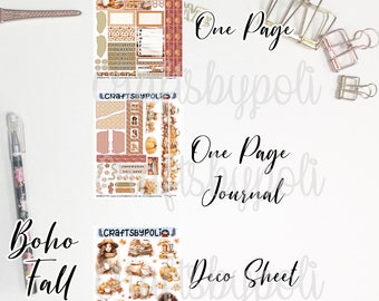 Boho Fall Sticker Kit | One Page Journal Deco Sticker Kit | Planning Planner Sticker