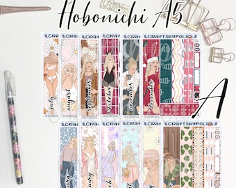 Set 4 Hobonichi A6 Cousin Weeks Monthly Girl Sticker | Hobonichi Original Sticker | Planning Sticker | Planner Sticker | Icon Sticker
