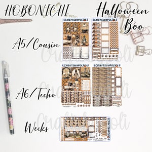 Kit de adesivos de vaia de Halloween | Kit de adesivos do primo A6 das semanas de Hobonichi | Adesivo planejador de planejamento
