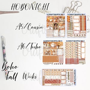 Boho Fall Sticker Kit | Hobonichi Weeks Cousin A6 Sticker Kit | Planning Planner Sticker