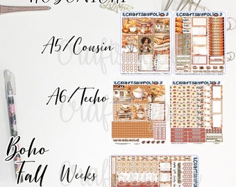 Boho Fall Sticker Kit | Hobonichi Weeks Cousin A6 Sticker Kit | Planning Planner Sticker