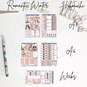 Kit de adesivos de inverno romântico | Kit de adesivos Hobonichi Weeks Cousin A6 | Adesivo de planejador de planejamento