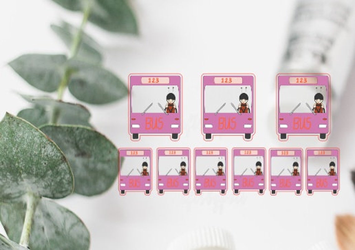 LC109 Loli Bus Sticker Waiting for Bus Sticker Commute Sticker Bus Ride ...