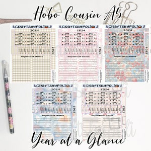Kit de adesivos resumidos do ano | Kit de adesivos do primo A5 de Hobonichi | Adesivo planejador de planejamento