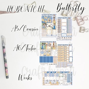 Kit de adesivos de borboleta | Kit de adesivos do primo A6 das semanas de Hobonichi | Adesivo planejador de planejamento