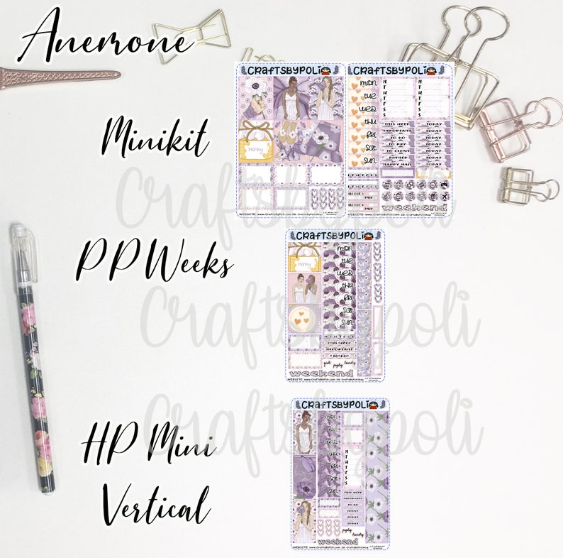 Anemone Sticker Kit MiniKit MiniHP Vertical PrintPression Weeks Sticker Kit Planning Planner Sticker image 1