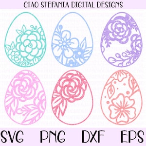 Easter Eggs SVG, Egg With Flowers Clip Art Vector Cut Files For Cricut Silhouette and Glowforge Easter SVG Bundle