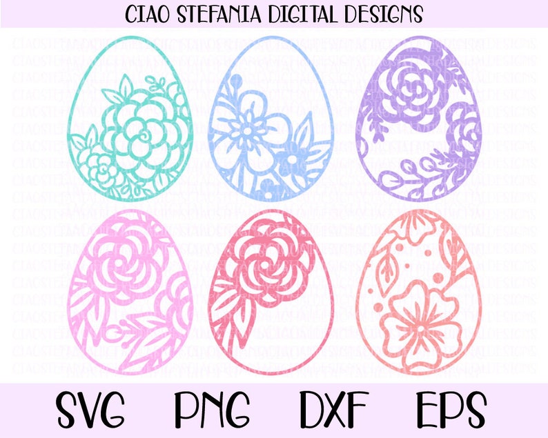 Easter Eggs SVG, Egg With Flowers Clip Art Vector Cut Files for Cricut ...