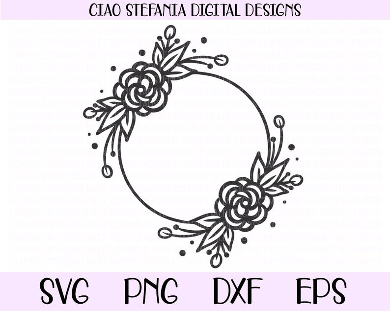 Download Rose Monogram Frame SVG Floral Wreath SVG Leaves Cut File | Etsy