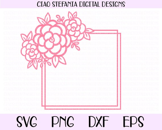 Download Geometric Square Frame Rose Monogram Frame Svg Floral Wreath Etsy