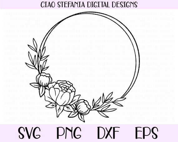 Download Wreath Svg File Peony Flower Wreath Svg Floral Wreath Etsy