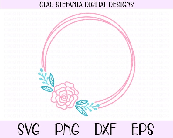 Download Geometric Circle Wreath Rose Monogram Frame Svg Floral Etsy