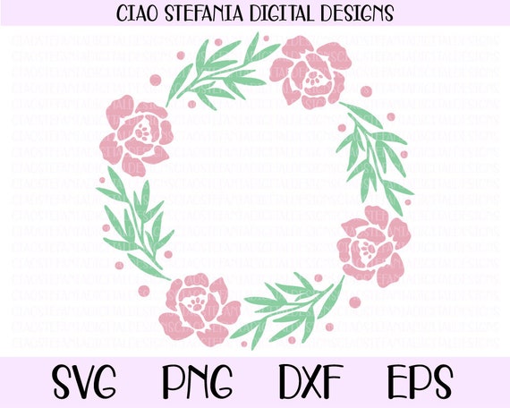 Download Wreath Svg Cut File Flower Wreath Svg File Floral Wreath Clip Art Stencil Svg For Cricut