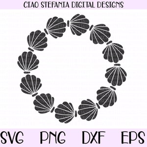 Seashell Wreath SVG, Seashell Monogram SVG, Mermaid SVG, Seashell Clipart, Shell Clip Art, Cricut, Silhouette Cut Files