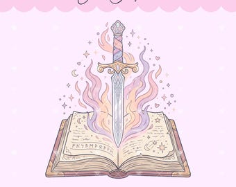Romantasy Bokliknande Svärd PNG Fantasy Bokliknande Clip Art För Klistermärken, Bokmärken, Skjorta, Muggar, Nyckelringar, Tygväskor, Sublimering