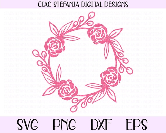 Download Floral Wreath Svg Rose Monogram Frame Svg Roses Cut File For Etsy