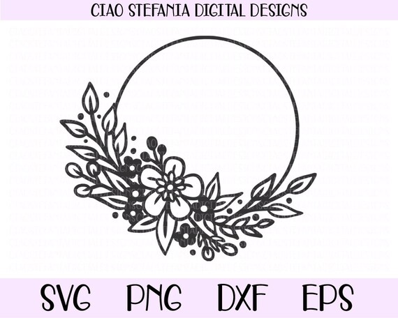 Download Flower Monogram Frame Svg Floral Wreath Svg Leaves Cut File Etsy