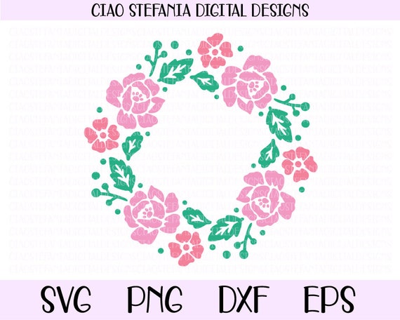 Download Wreath Svg Cut File Flower Wreath Svg File Floral Wreath Clip Art Stencil Svg For Cricut
