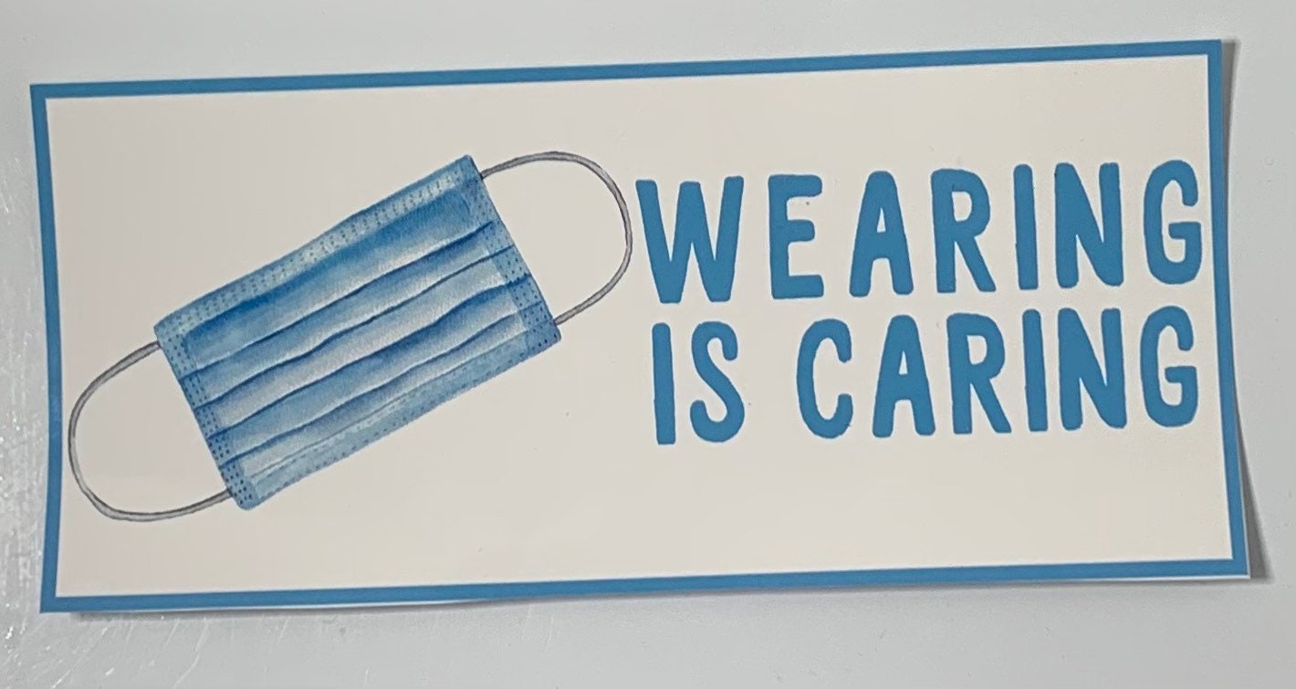 Wearing is Caring face mask required sticker covid sticker Etsy