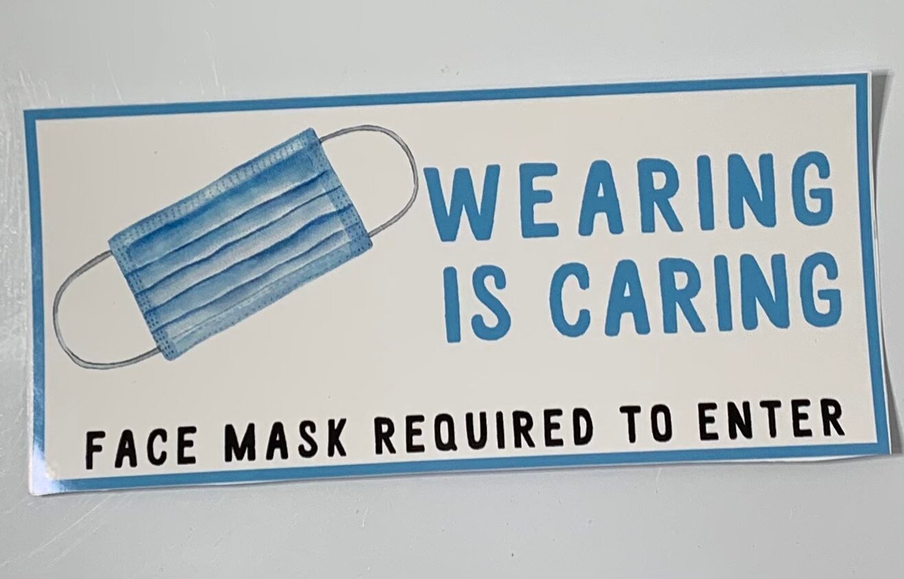 Wearing is Caring face mask required sticker covid sticker Etsy