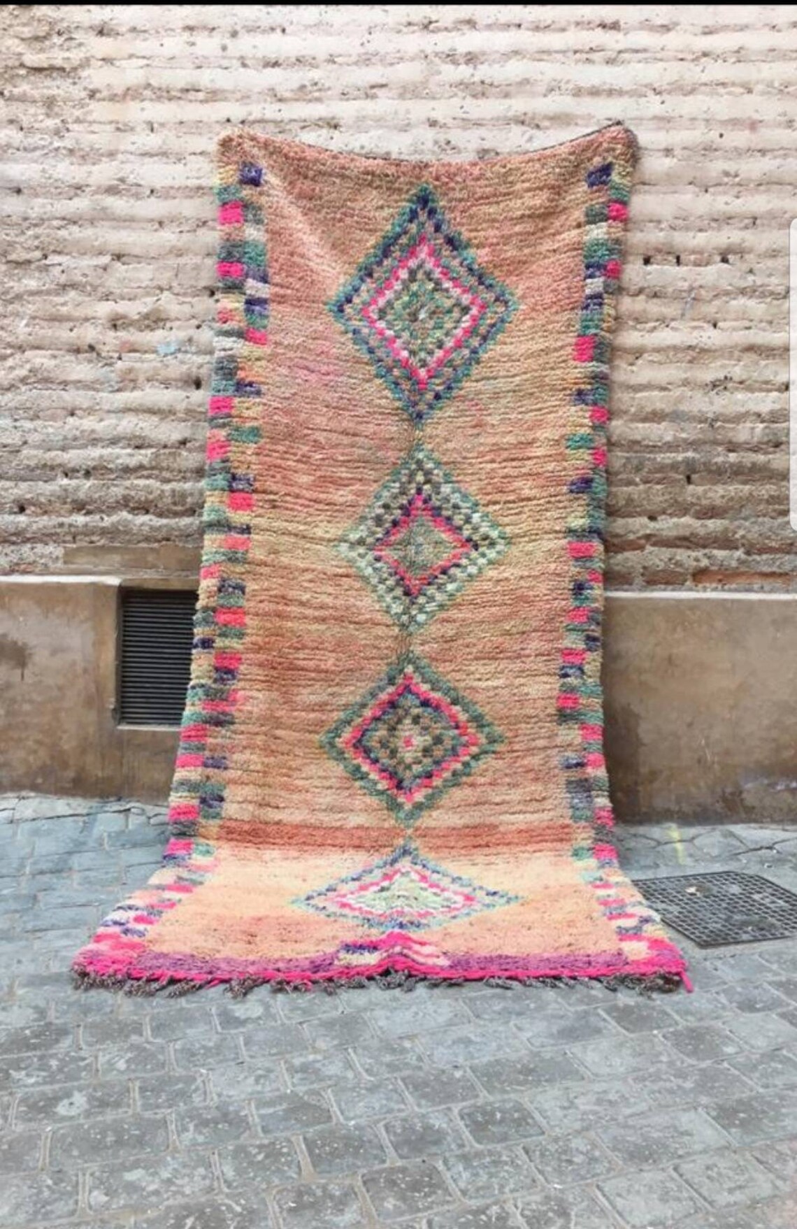 Pink Boujaad Accent Rug Large Pink Rug Rug Runner Long Etsy