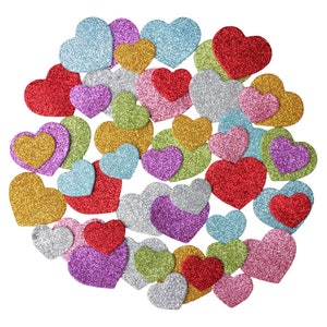 Pink Glitter Hearts, 24 Count Pack of Valentines Day Hearts, DIY