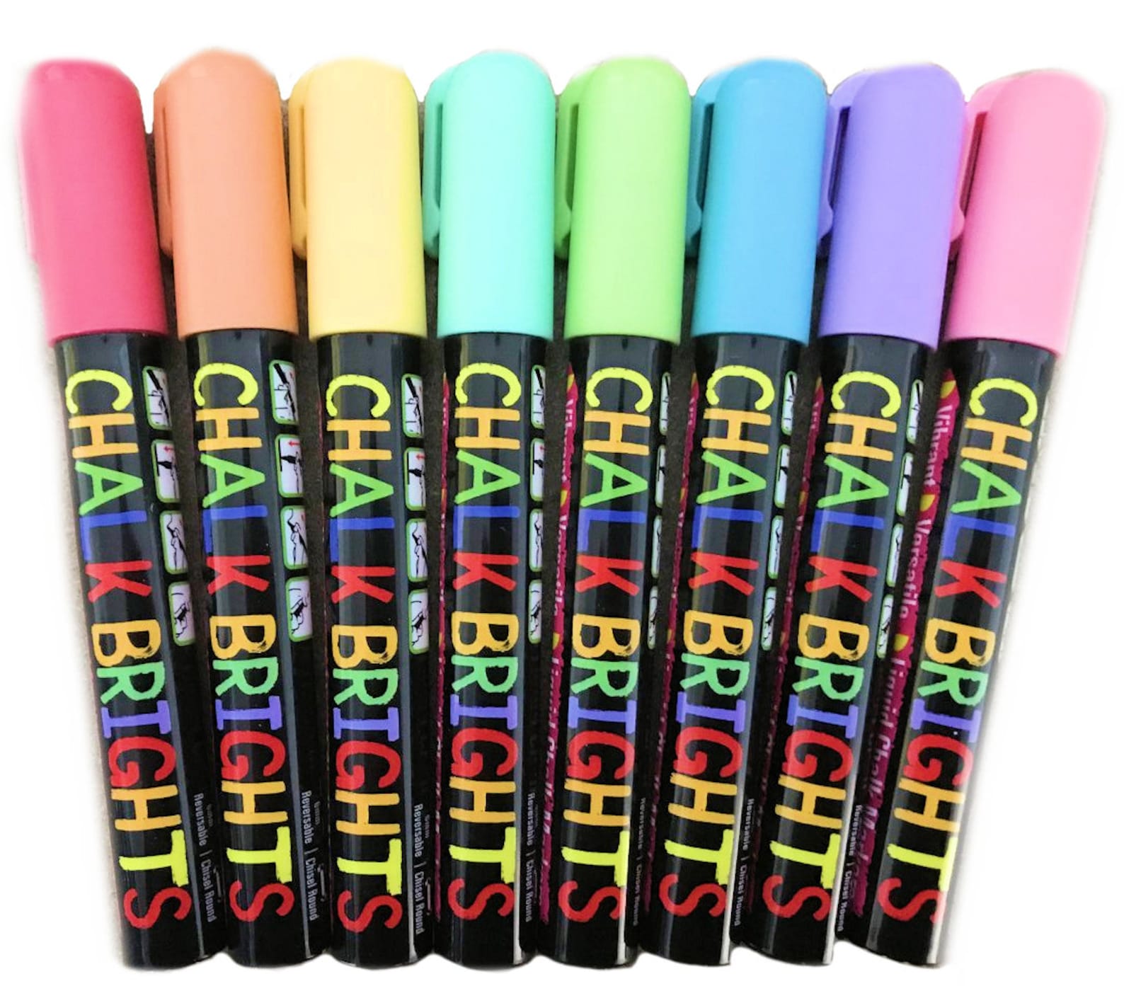 8 Liquid Chalk Pens Markers Pastel Colours Whiteboard Glass Reversible