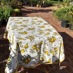 Cotton tablecloth with ribbon. Round, oval, square, rectangular. Custom size. Spring, summer, colorful. Italian tablecloth. Made in Italy