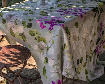 Italian tablecloth, floral tablecloth, 100% cotton, rustic style. For rectangular, round, oval table. New house gift idea. Made in Italy