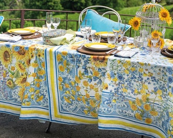 Amazon.com: LinenMe Linen Tablecloth Blue Tuscany, 52” x 55