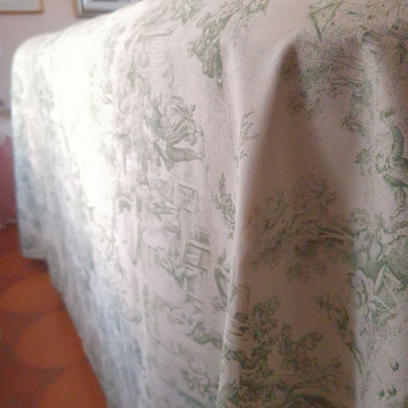 Funda de sofá de algodón Toile de Jouy | Manta para sofá de 2 o 3 plazas | Estilo provenzal shabby chic | Medidas personalizadas imagen 5