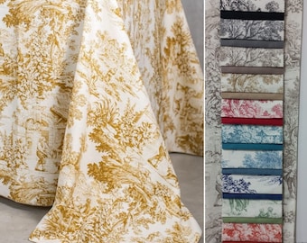 Toile de Jouy Tischdecke. 100% Panama-Baumwolle. Individuelle Tischdecke. Runde, ovale, quadratische und rechteckige Tischdecke. Hergestellt in Italien