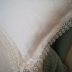 Lace euro sham, euro sham cover 26&quot;x26&quot;, 19&quot;x31&quot;, 15&quot;x15&quot;,pillow cases brocade fabric and lace, euro sham cover custom size. Made in Italy