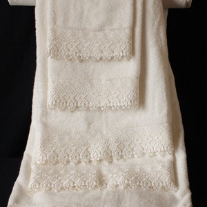 Toalhas de banho de renda macramê, conjunto de 5 toalhas de renda, toalhas bordadas, toalhas elegantes, toalhas de enxoval.