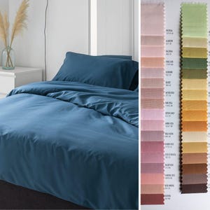Luxury percale duvet cover with pillowcases. Made in Italy. Elegant duvet cover set. Custom made. Percale fabric.
