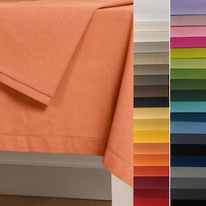 Hemstitched cotton tablecloth. Colour of your choice! Custom made. Made to size tablecloth. Round, oval, rectangular, square. Made in Italy