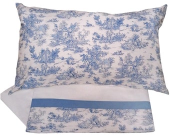 Parure de draps 100% coton Toile de Jouy. Produit italien. Literie de qualité. Fabriqué en Italie