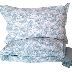 Capa de edredão Toile de jouy. 100% algodão com fronhas e lençol justo. Tamanhos personalizáveis. Produto artesanal. Fabricado na Itália