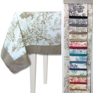Toalha de mesa Toile de jouy com folho. Toalha de mesa 100% algodão Toalha de mesa feita sob medida. Toalha de mesa redonda, oval, quadrada e retangular. Fabricado na Itália