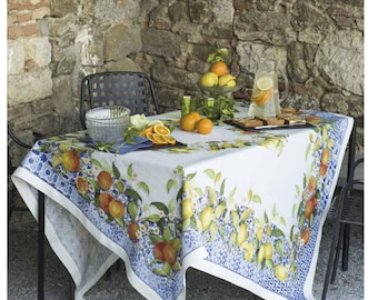 100% linen tablecloth. Italian tablecloth. Lemon tablecloth. For rectangular table. Summer tablecloth. 4th anniversary gift idea