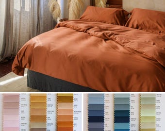 Luxury duvet cover with pillowcases. Made in Italy. Elegant sateen duvet cover set. Custom made.