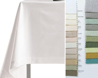 Italian linen tablecloth. Any color available. Custom made. Elegant. Round, oval, rectangular, square. Made in Italy