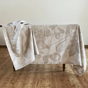 Blended linen tablecloth for round, rectangular, square table. Jacquard design. Fruits design. Elegant tablecloth handmade in Italy