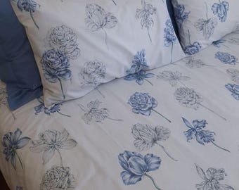 Floral duvet cover. 100% cotton. Italian duvet cover. Custom duvet cover. Modern design. Custom size. Made in Italy