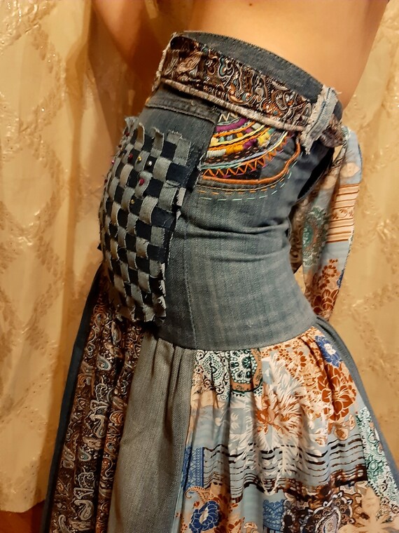 ladies jean skirts long