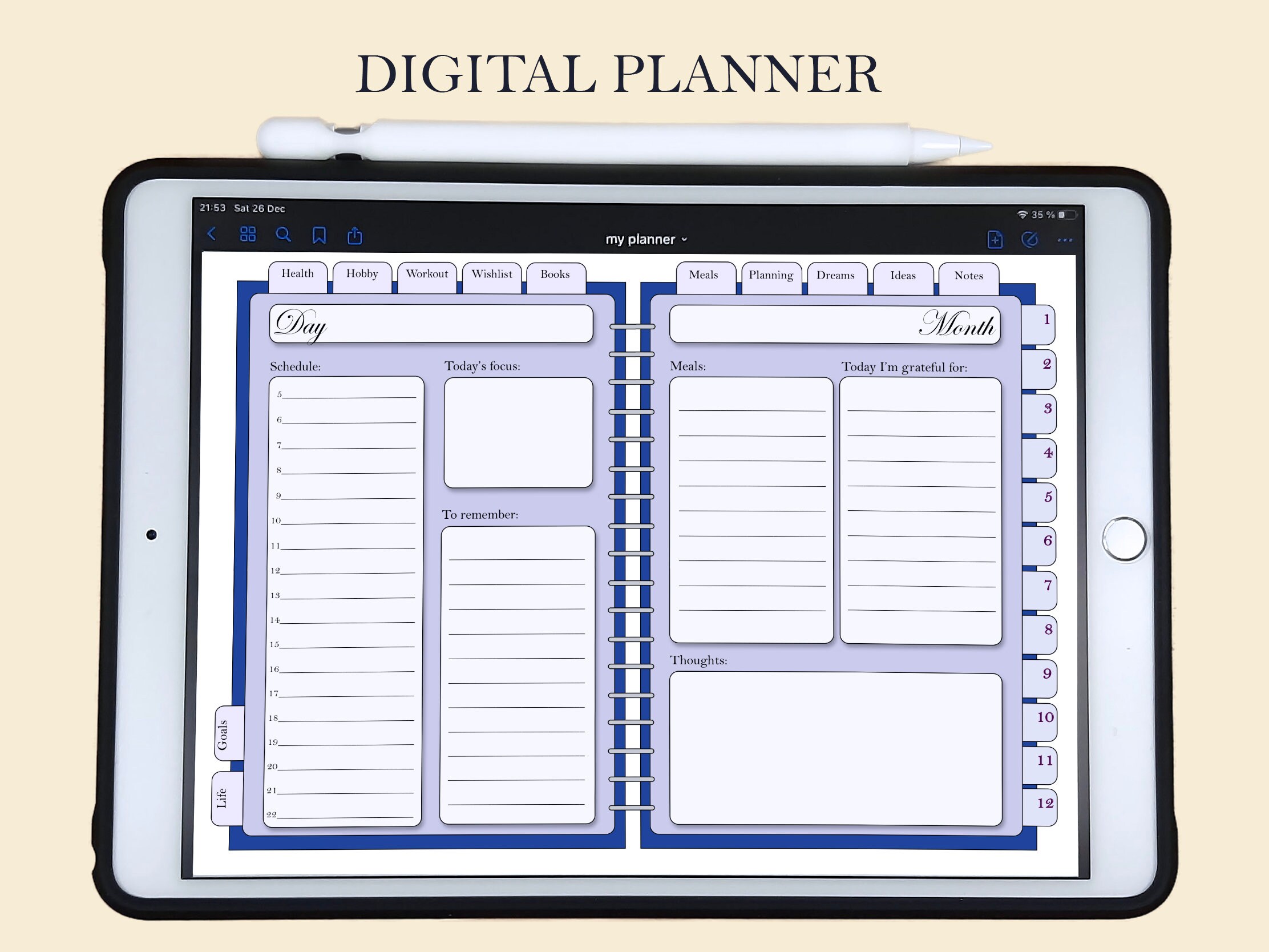 Digital Planner DIGITAL PRODUCT Instant Download compatible Etsy
