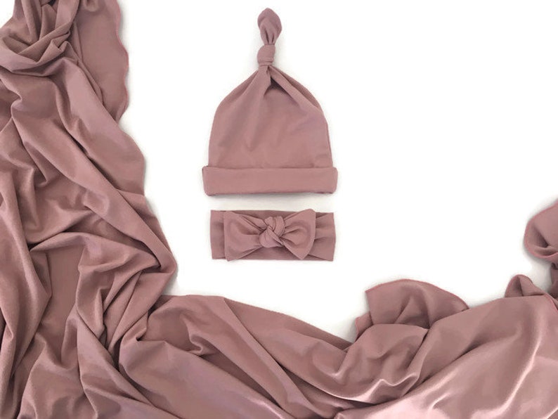 Dusty Rose Swaddle Set Girl Newborn Baby Girl Swaddle And Etsy