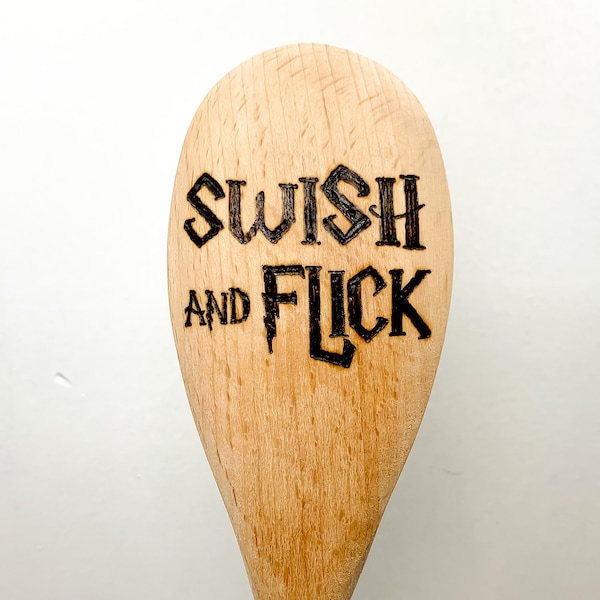 Swish and Flick Hand Burned Wooden Spoon