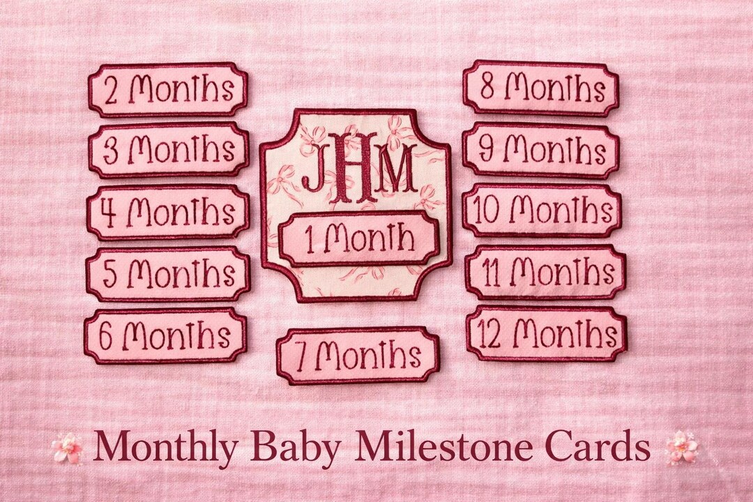 Pink Bow Baby Milestone Keepsake – Personalized Grandmillennial Baby ...