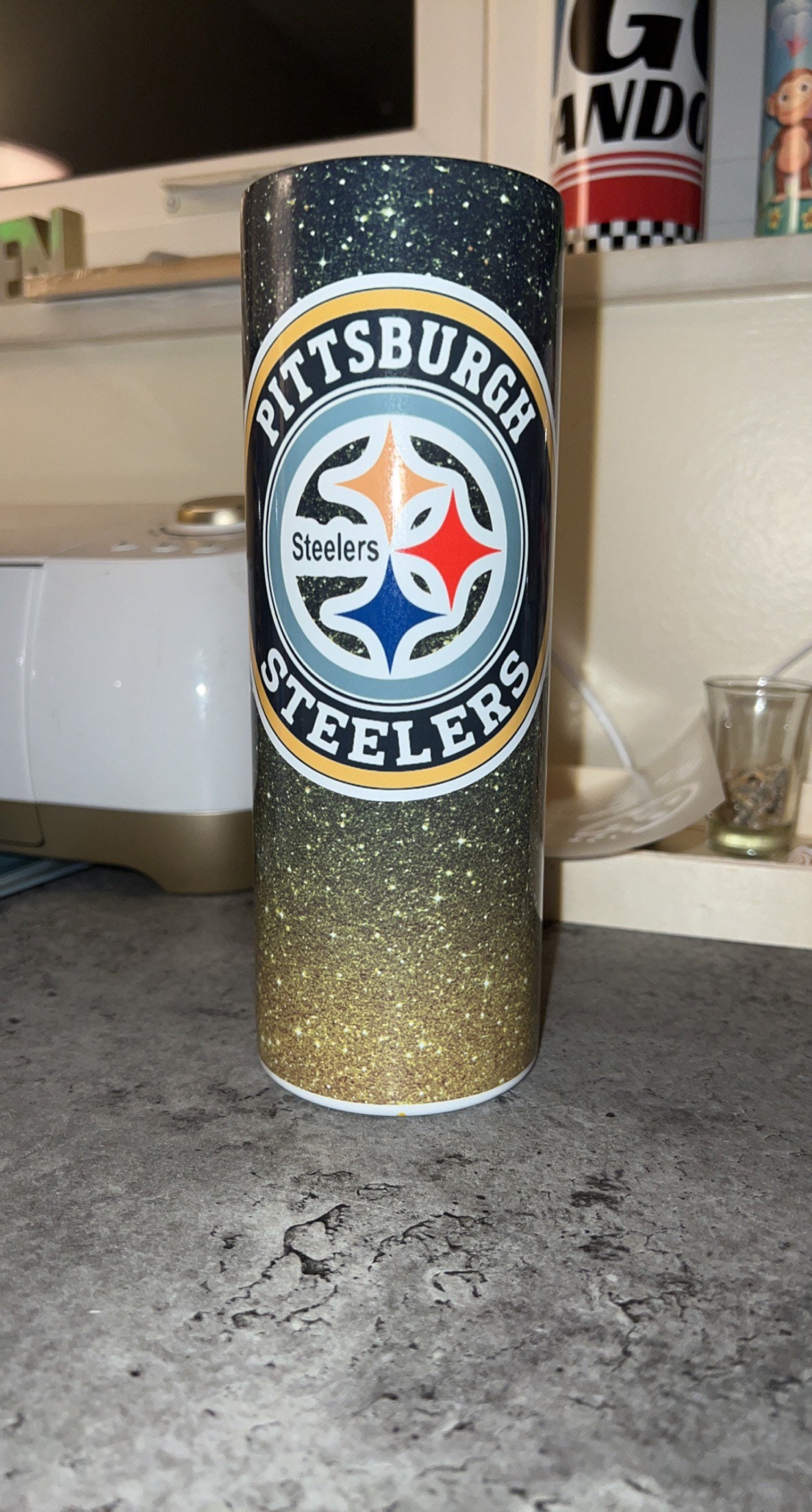 Pittsburgh Steelers Vintage Straight Skinny Glitter Tumbler